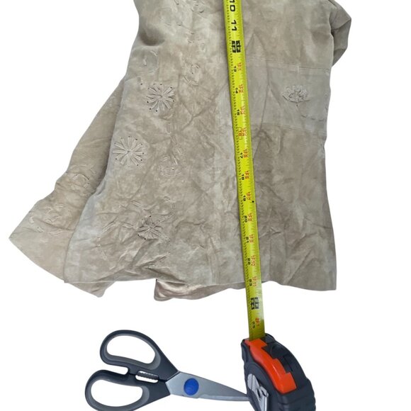 Coldwater Creek Tan Boho Western Embroidered 100% Leather Jacket XL Flower Detai - Picture 4 of 11